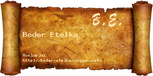 Beder Etelka névjegykártya